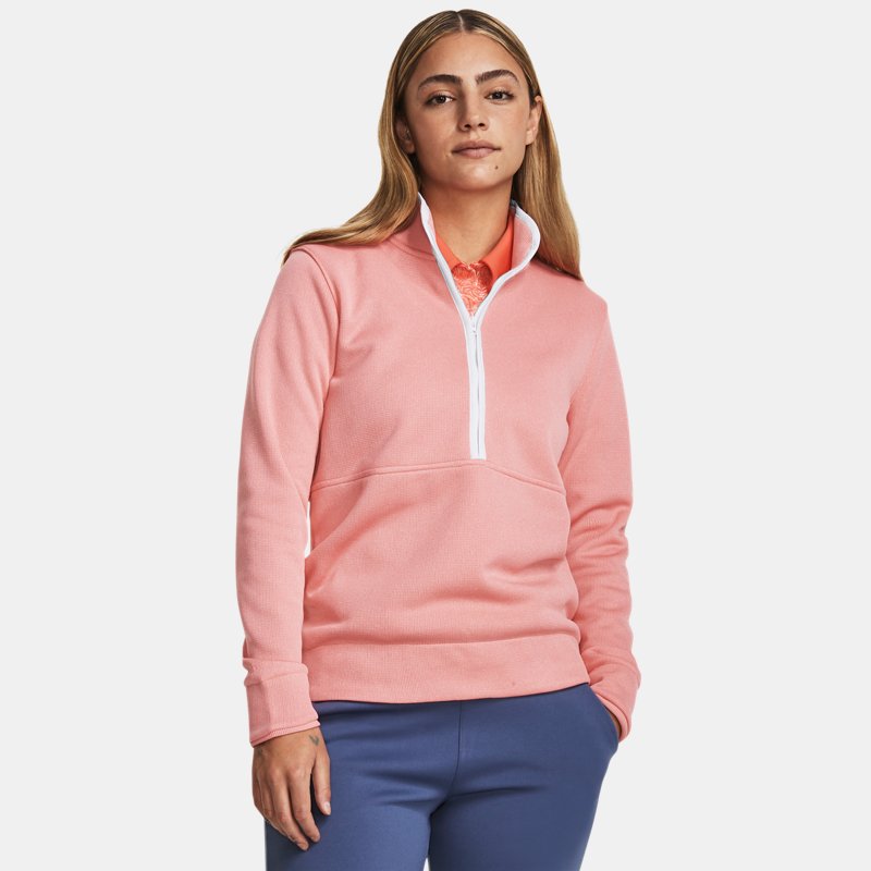 Sweat ½ Zip Under Armour Storm SweaterFleece pour femme Rose Fizz / Blanc / Metallique Argent XS